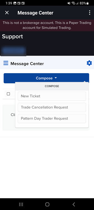 The compose options on the Android Phone